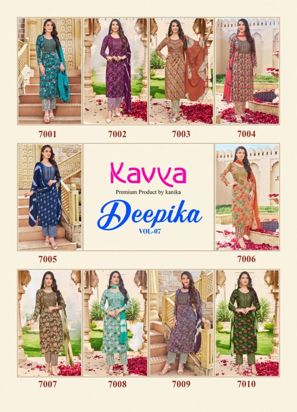 Kavya Deepika Vol 7 Straight Cut Kurti Pant With Dupatta Collection